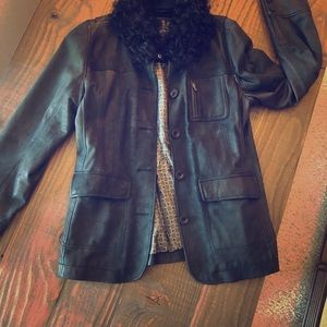 NWT Ugg black leather coat